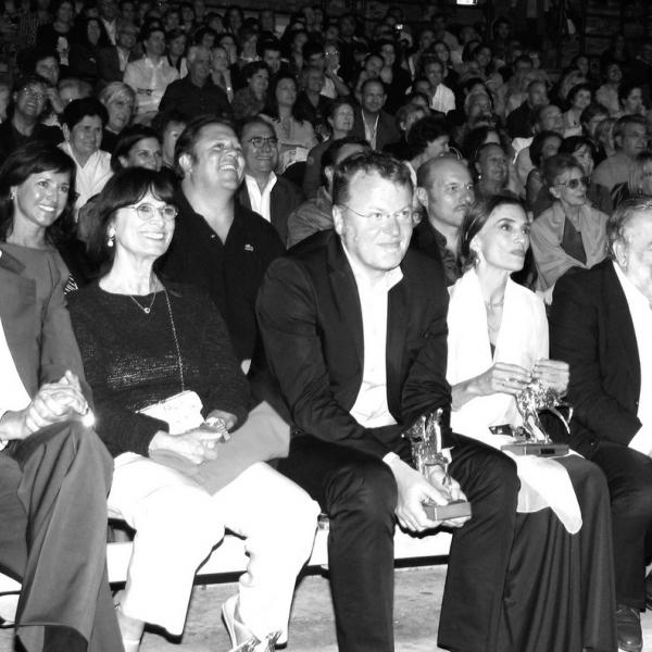 Premiati, da sinistra: Ezio Greggio, Annamaria Guarnieri, Stefan Ruzowitzky, Pupi Avati