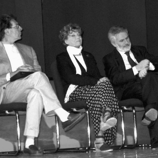 Premiati letteratura: da sinistra: Alberto Bevilacqua, Gianni Celati, Dacia Maraini, Raffaele Nigro, Domenico Starnone